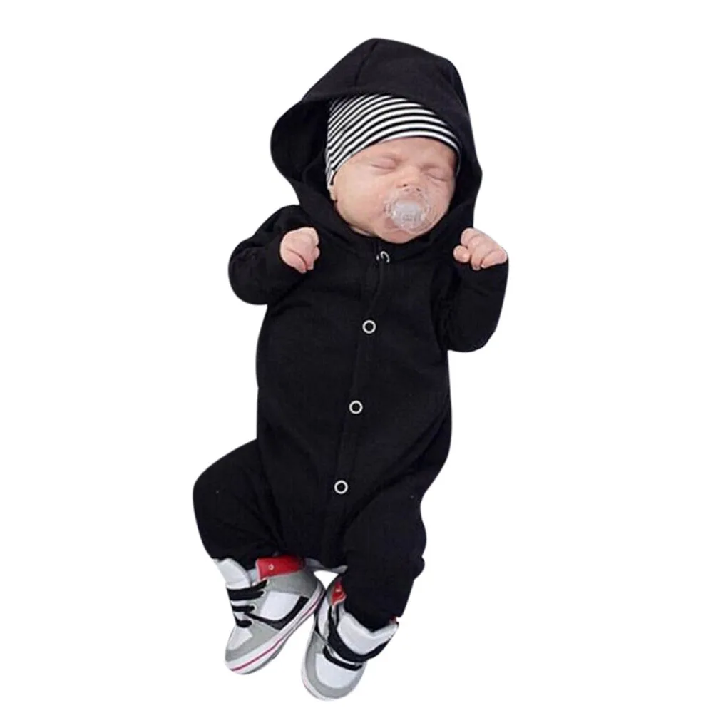 Модный хлопковый комбинезон с капюшоном для новорожденных девочек и мальчиков; комбинезон; Пижама; одежда высокого качества; осень года; Теплый Мягкий комбинезон