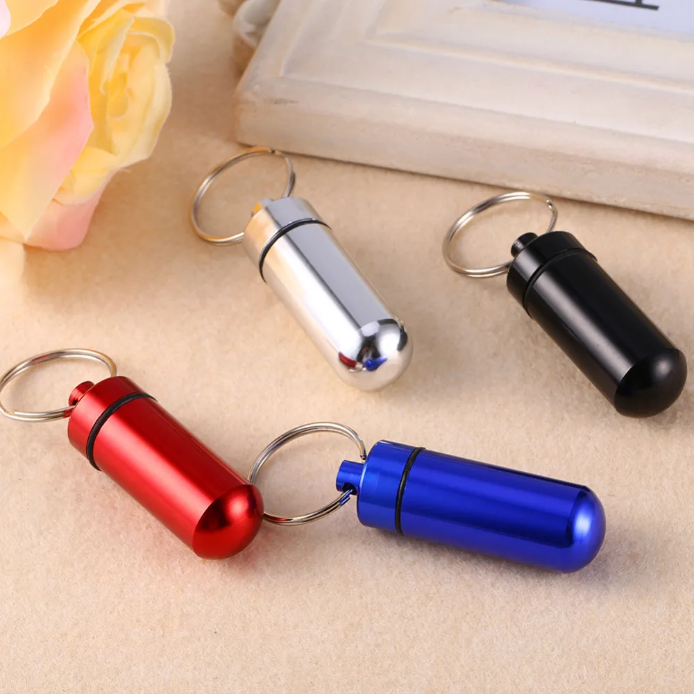 

1PC New High Quality Portable WaterProof Mini Aluminum Keychain Tablet Storage Box Bottle Case Holder