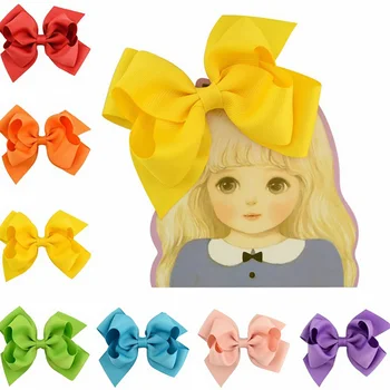

20pcs/lot 4.5''Colorful Barrettes Girls Boutique Double Bows Hair Solid Grosgrain Ribbon Bow Clips Kids Hairpins Accessories A16