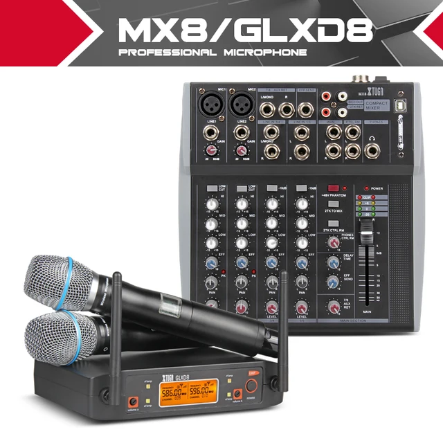 XTUGA audio 2 Channel Headset Mic System UHF Wireless