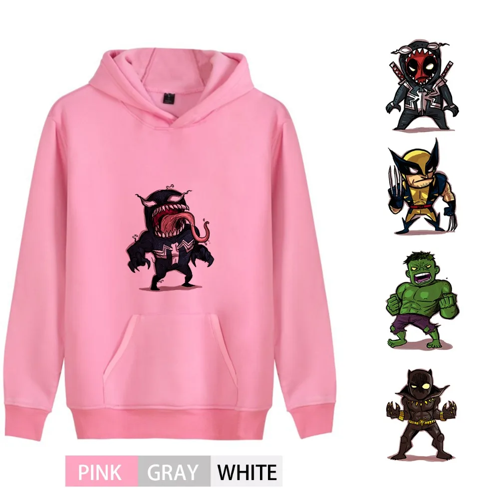 

Marvel Superhero Venom Hulk Spider-Man Pattern Men/woman Fashion Thick Hooded sweatshirt Kangaroo Pocket Winter A193291