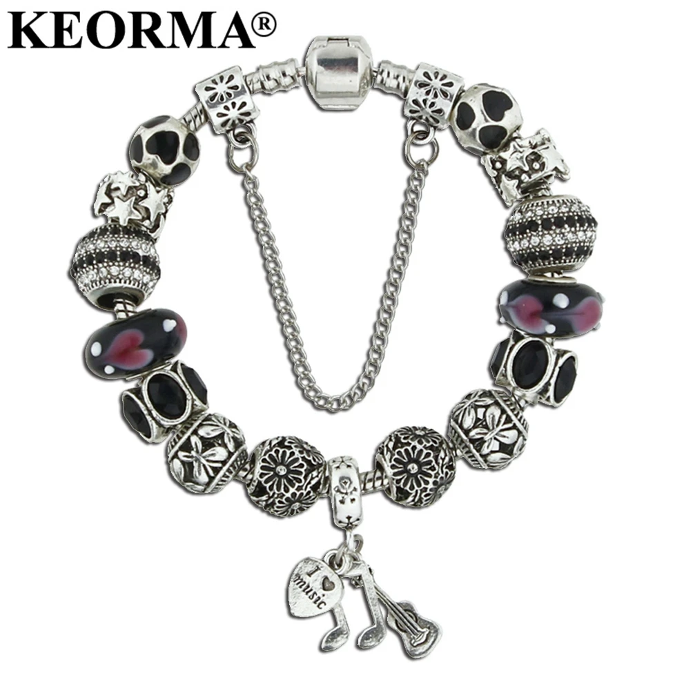 Шарм KEORMA I Love Music Note новейший музыкальный дизайн стеклянные бусины браслеты