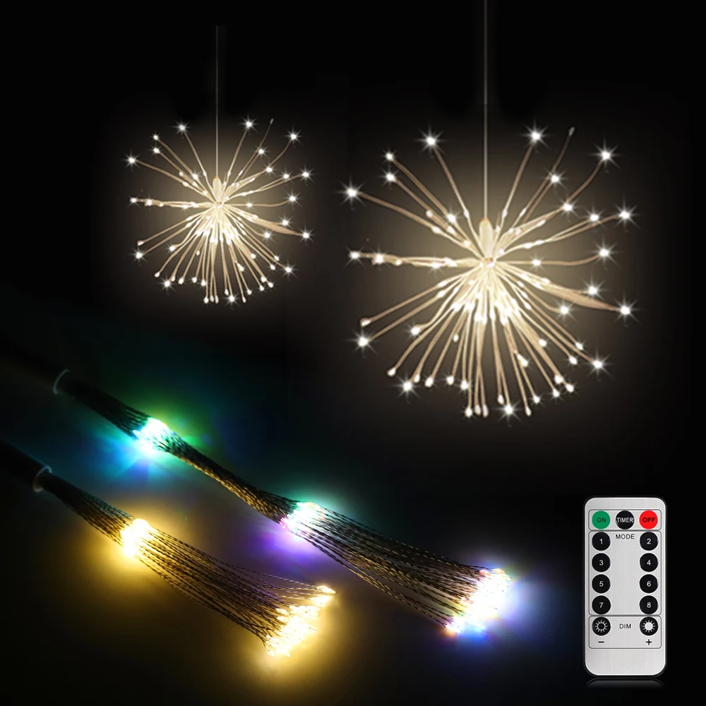 Battery Powered DIY Fireworks Light Bouquet Shape 8 modes LED String Fairy Lights For Garden