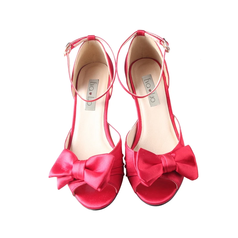 CHS493/изготовленные на заказ женские босоножки ручной работы на низком каблуке с большим бантом и атласным шелком лаванды свадебные туфли Свадебная обувь