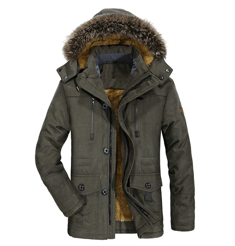 Толстая теплая зимняя куртка с капюшоном, мужская длинная парка, повседневные куртки, мужские пальто с меховым капюшоном, Мужское пальто размера плюс L-5XL