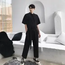 Горячая Мужская и женская новая одежда Свободный комбинезон с короткими рукавами летние прямые женские брюки повседневный комплект hairstylis singer костюмы m-xxl