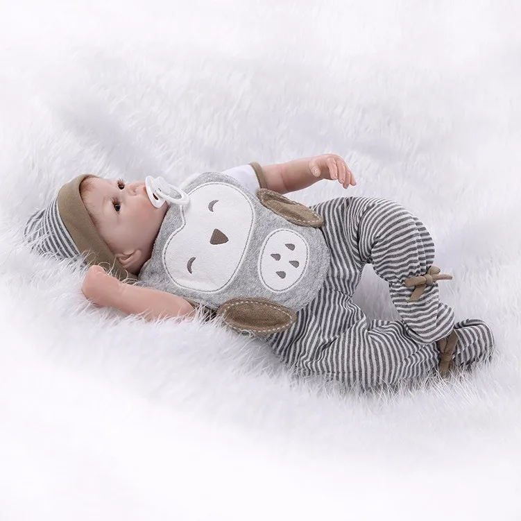 Nicery кукла новорожденного ребенка 20-22 дюймов 50-55 см Мягкая силиконовая игрушка для мальчиков и девочек Reborn Baby Doll подарок для детей сова нагрудник кукла мягкая игрушка