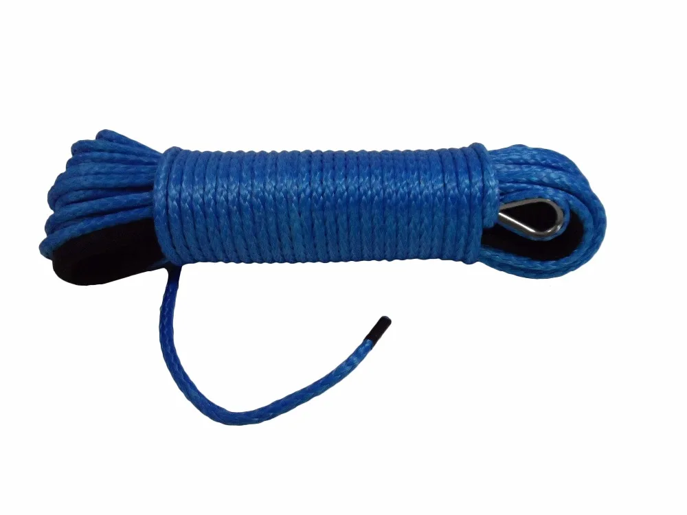 Blue 1/4"*100ft Synthetic Winch Rope,ATV Winch Cable,Off Road Rope,Boat