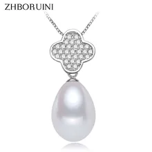Мода zhboruini жемчужное ожерелье ювелирные изделия из натурального пресноводного жемчуга Подвески в виде листьев клевера 925 стерлингового серебра ювелирные изделия для женщин