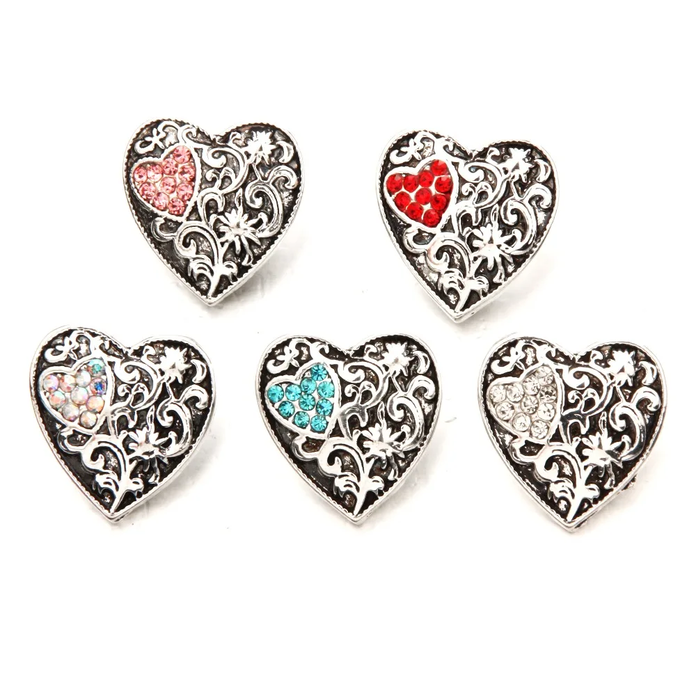 

High Quality 18mm Metal Snap Button Charm heart button Snap Button Jewelry TZ2031