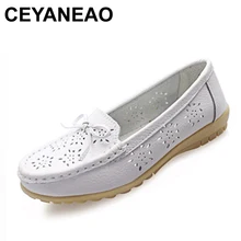CEYANEAO/ г.; обувь из натуральной кожи с вырезами; женская обувь на плоской подошве с вырезами; балетки на плоской подошве; женские лоферы на плоской подошве с бантиком для медсестры
