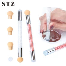 STZ двойная головка для дизайна ногтей Губка набор кистей Силиконовая ручка для стемпинга градиентные ногти Стразы сменный Рисование инструмент для живописи A15