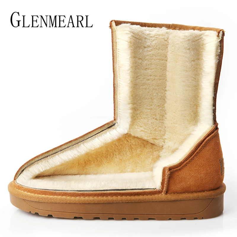 Brand Women Winter Boots Suede Ankle Shoes Female Warm Fur Snow Boots Fashion Buckle Strap New Platform Ladies Shoe Plus Size DE Women's Shoes