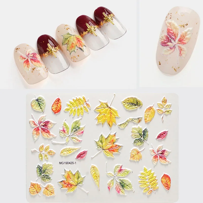 1 шт. 3D DIY акриловая Выгравированная наклейка с цветком для ногтей Рельефный цветок кленовый лист мороженое Водные Наклейки эмаистичные наклейки для ногтей - Цвет: 11