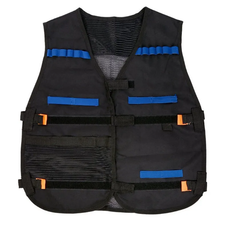 Детская мягкая пуля, тактическая часть, набор для игрушечного пистолета Nerf с 100 запасными пулями+ пулевые зажимы для перезарядки+ напульсник, сумка для хранения - Цвет: Vest black
