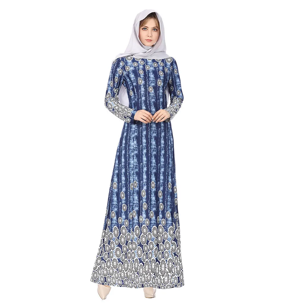 Длинное платье абайя, повседневное мусульманское платье для женщин, мусульманское женское весеннее Новое сексуальное пляжное платье в этническом стиле с высокой талией T416