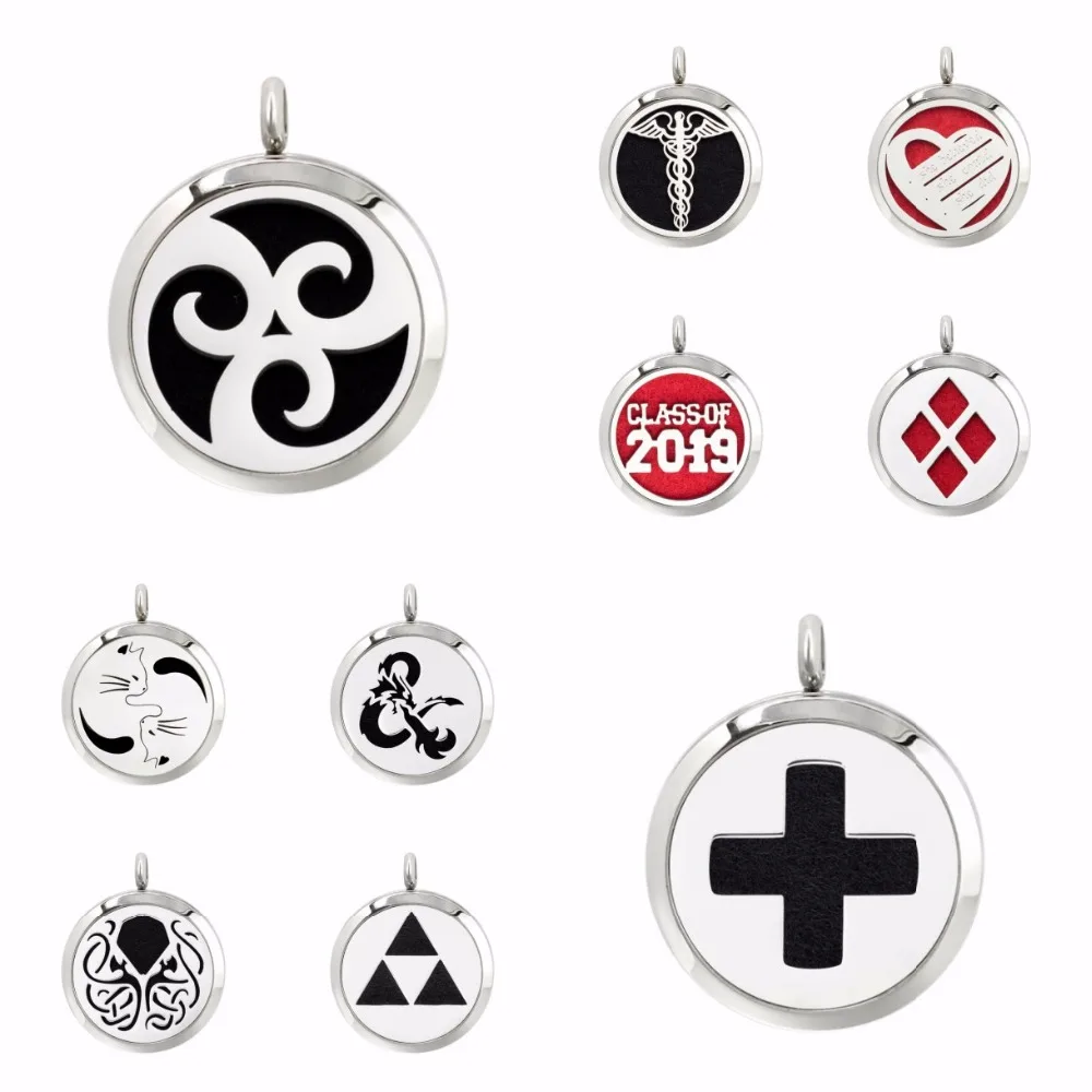 

30mm Diffuser Locket Necklace Pendant 2019 class of Stainless Steel Essential Oil Aromatherapy Perfume Locket Women 10pcs Pads