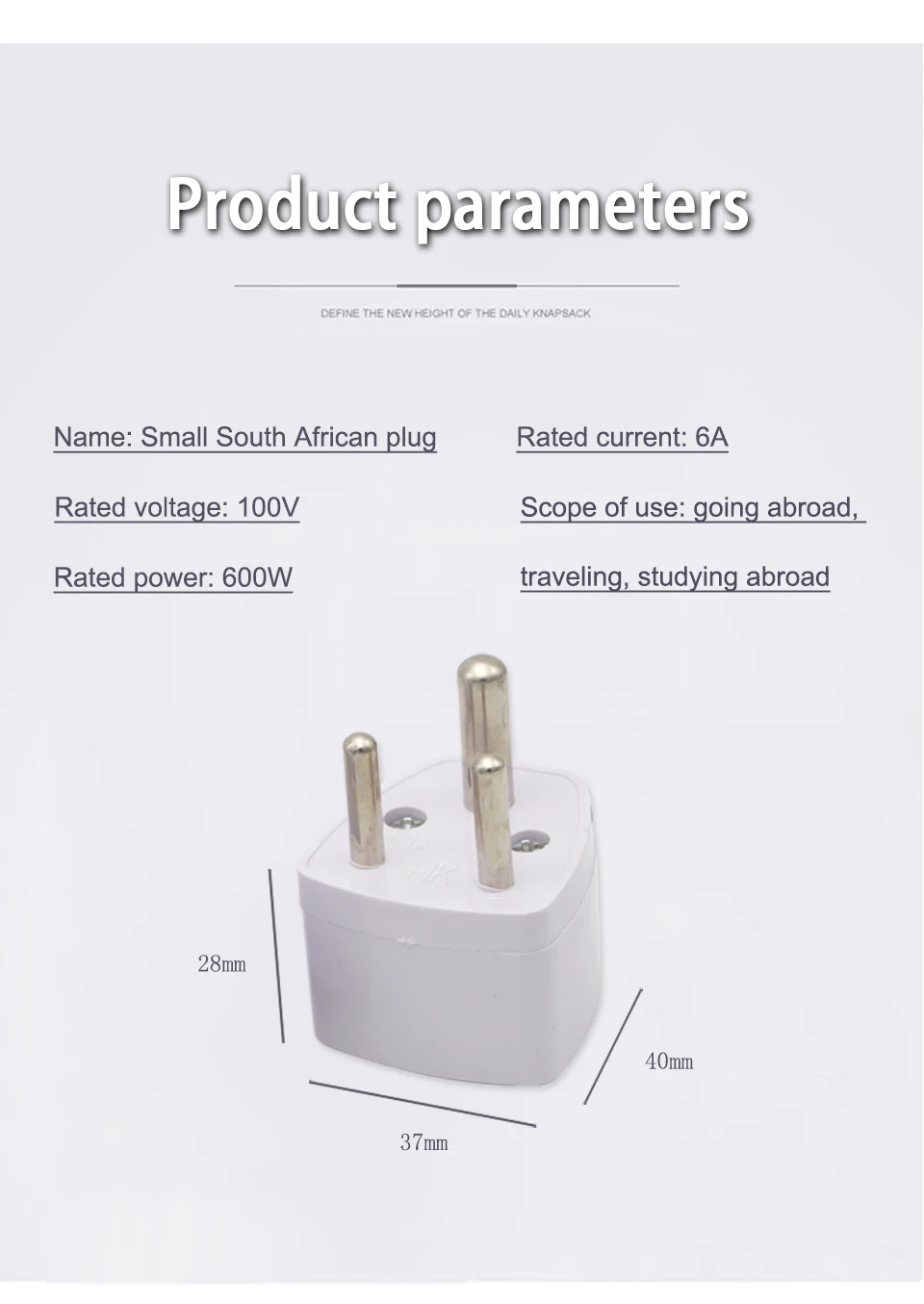 1PC 3 pin Universal UKUSEUAU to Small South Africa Plug India Travel Converter Adaptor AC Power Multi Outlet Adapter Socket  (3)