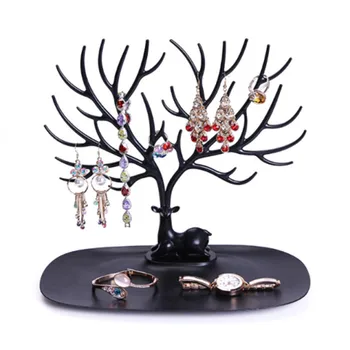 

Fashion Jewelry Necklace Earrings Rings Deer Stand Display Organizer Holder Show Rack 2017