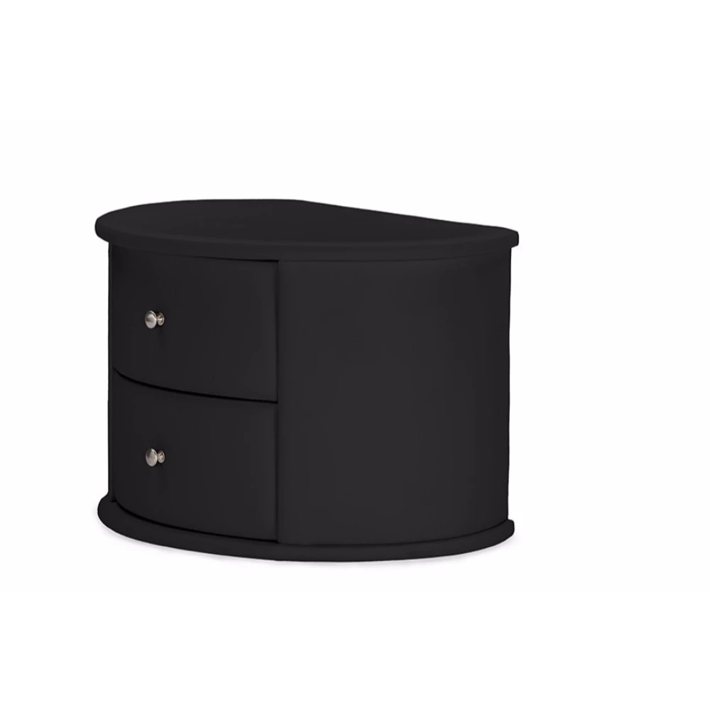 Baxton Studio  Ritchie Black Faux Leather Oval Upholstered Modern Nightstand (1)