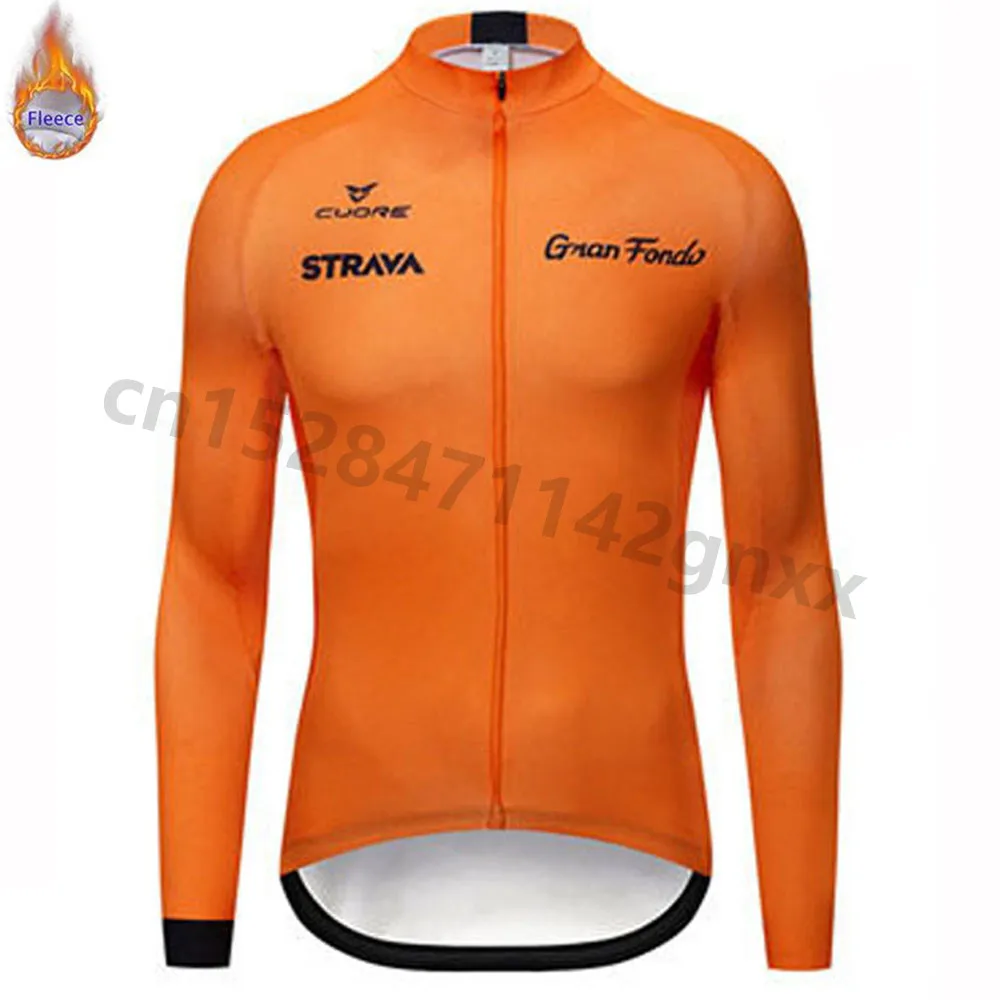 STRAVA велосипедная майка мужская pro team зимний теплый флисовый комплект с длинным рукавом MTB велосипедная Одежда Майо Ropa Ciclismo Hombre - Цвет: 15