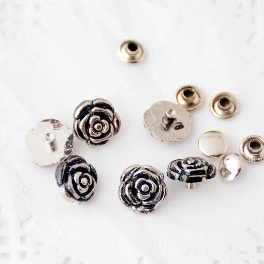 Free Shipping 30 Sets Silver Tone Flower Spike Rivet Studs Spots For