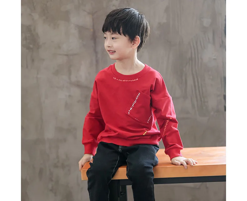 Boys long sleeve t shirt sweatshirt children's fashion oblique pocket autumn and spring warm clothes kids shirt tops outwear (15)