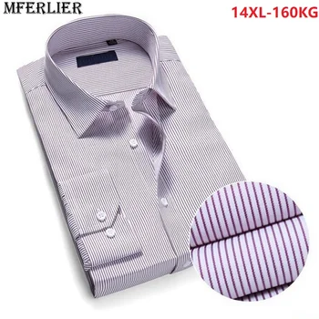 

men shirt long sleeve striped formal larger size big 5XL 6XL 7XL 8XL 10XL 9XL loose 14XL business office shirt 12XL white pink