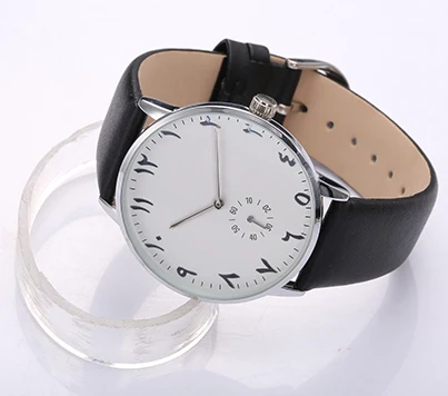 Арабские часы с небольшим циферблатом Рабочая кожа и сетка стальной ремень для часов - Цвет: Silver black strap