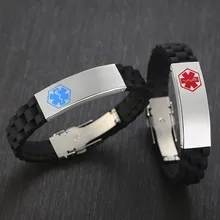 Персонализированные силиконовые бренды мужской идентификатор медицинской опасности браслет DIY Регулируемая длина Malle браслет