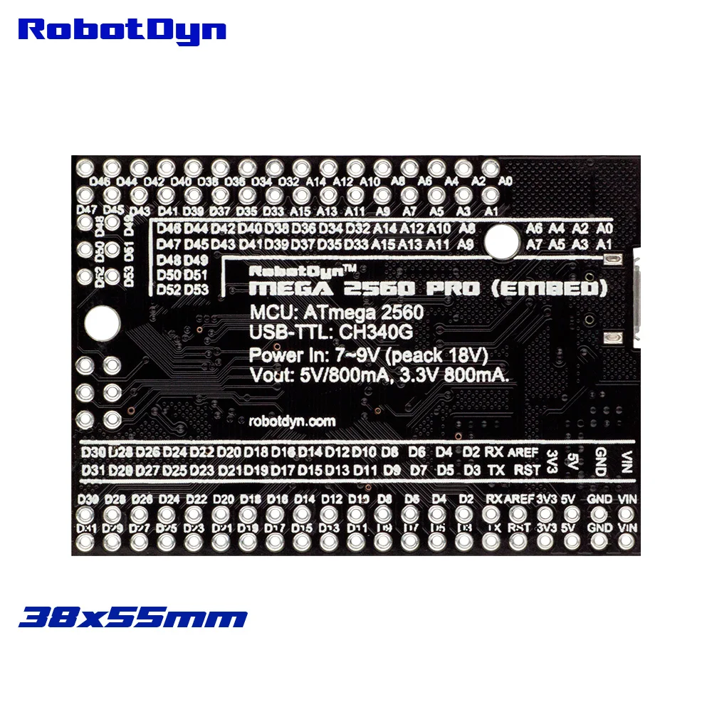 Mega 2560 PRO(встраивание) CH340G/ATmega2560-16AU, без пинхедов. Совместим с Arduino Mega 2560