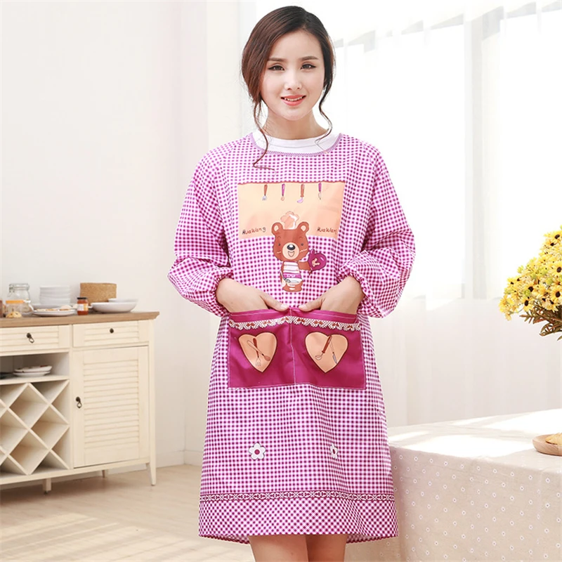 Adult Kitchen Cleaning Long sleeved Smock Protective Clothing Cartoon
