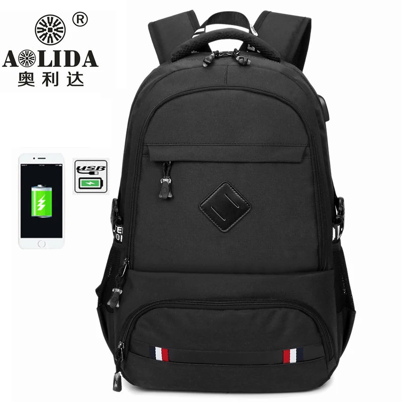 

2018 Male Canvas External USB Charging Computer Large Capacity Backpack College Student Youth Leisure Travel Canvas School Bag