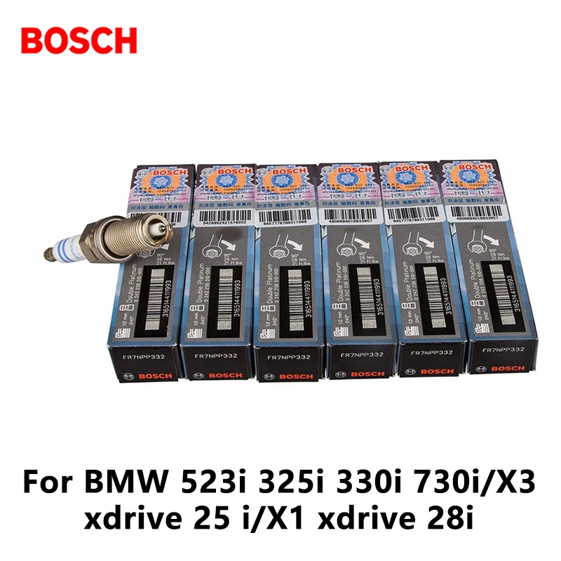 6pieces/set BOSCH Double Platinum car Spark Plug FR 7 NPP 332 for BMW 523i 325i 330i 730i/X3