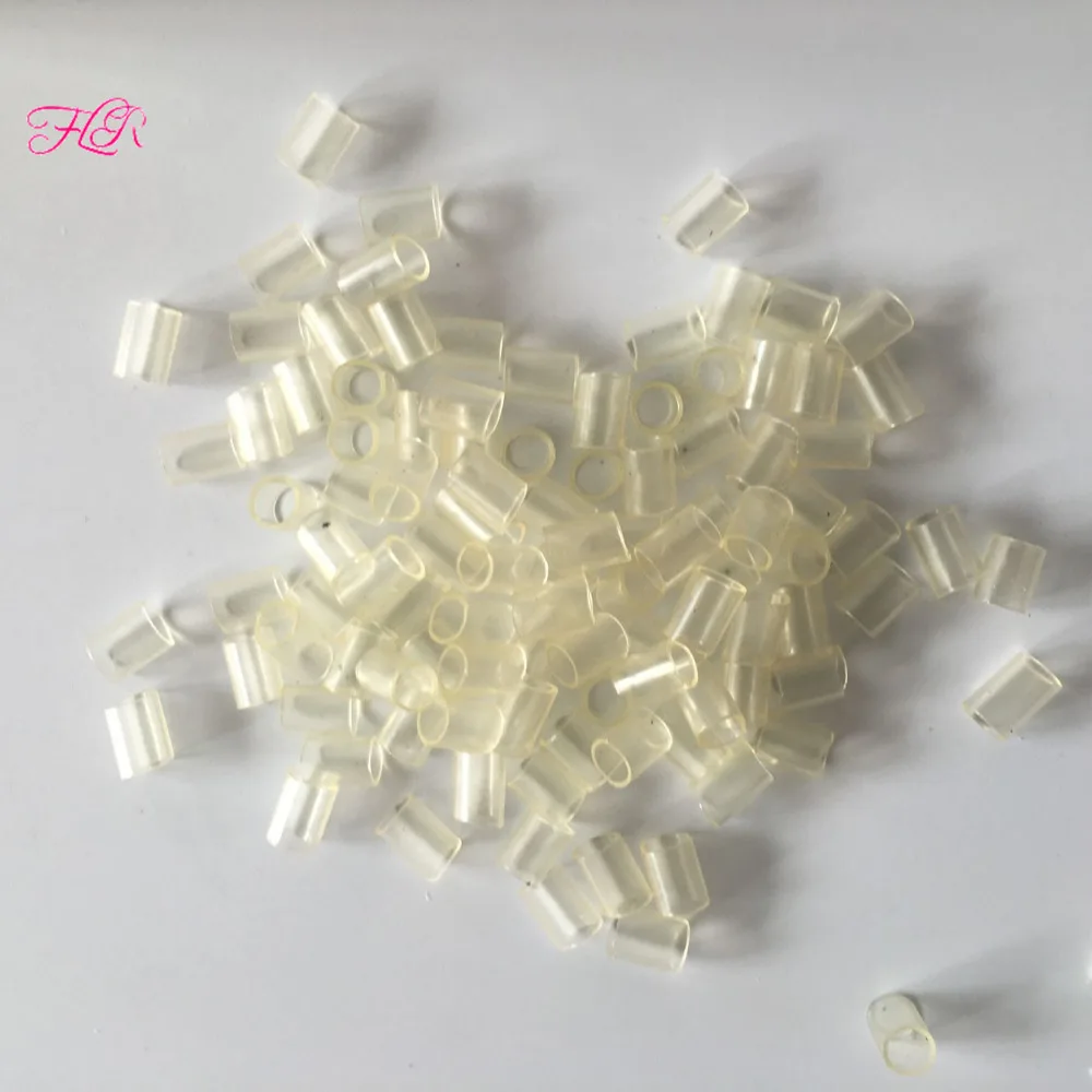 Tubo de Contração Anéis de Ligação para eu Ponta da Extensão do Cabelo Tubo de Silicone com 5.0×3.5×6.0mm Termoencolhíveis Preto Claro Térmica Micro 500 Pcs –