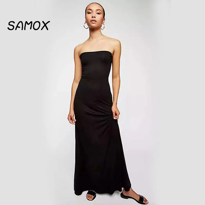 JSMY 2019 New Summer Fashion Women Back Cross Strap Sleeveless Hanging Neck Party Dress