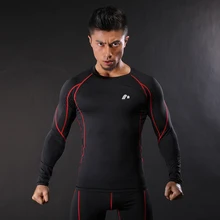 2018 Brand Mens Fitness Long Sleeves T Shirt Bodybuilding Skin Tight Breathable Spandex Compression Shirts Crossfit Workout Tops