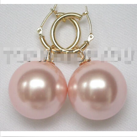 

Free shipping >>>>>>Charming! AAA 20mm pink round shell pearls earrings E587