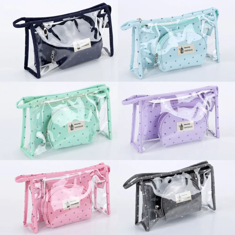 Buy 3PCS Travel PVC Cosmetic Bags Women Transparent