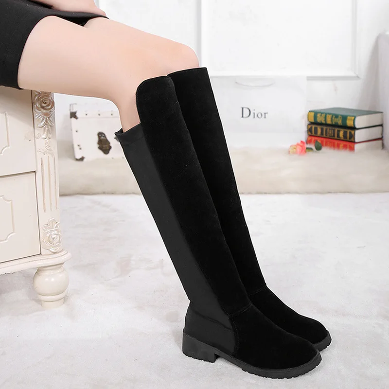 

women winter warm boots low heels anti-slip outsole lady winter martin boots fashion long low heels hot sales office ladies shoe