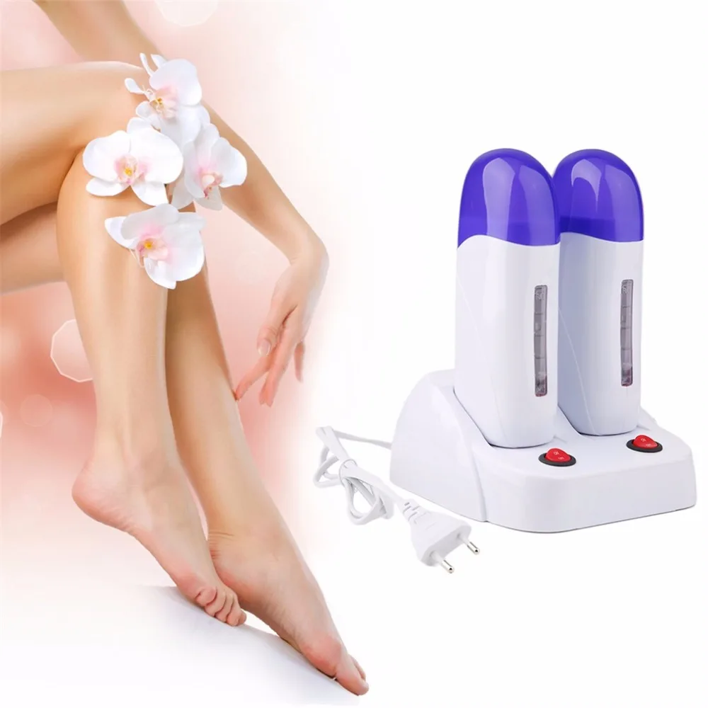

EU Plug Portable Double Roll Refillable Depilatory Wax Heater Warmer Hair Remover Machine Epilator With