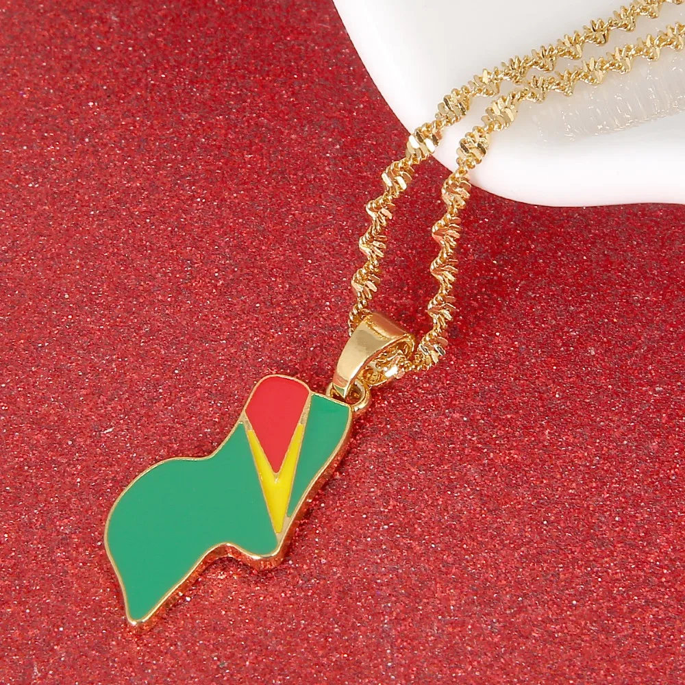 

Guyana Flag Pendant Necklaces Women Girls Guayana Jewelry Republic of Guyana