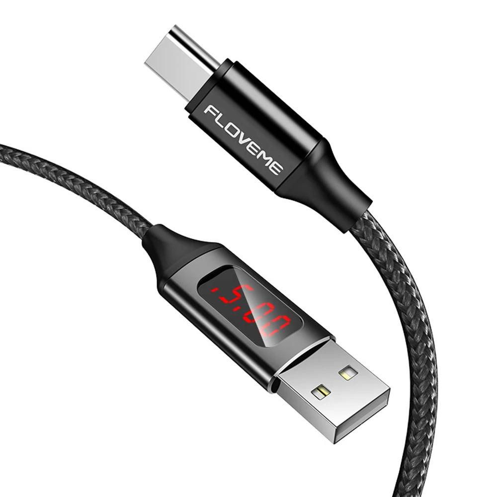 FLOVEME Micro usb type C кабель для мобильного телефона зарядный провод для samsung для Xiaomi для Redmi светодиодный цифровой USB кабель для iPhone XR - Цвет: Бежевый