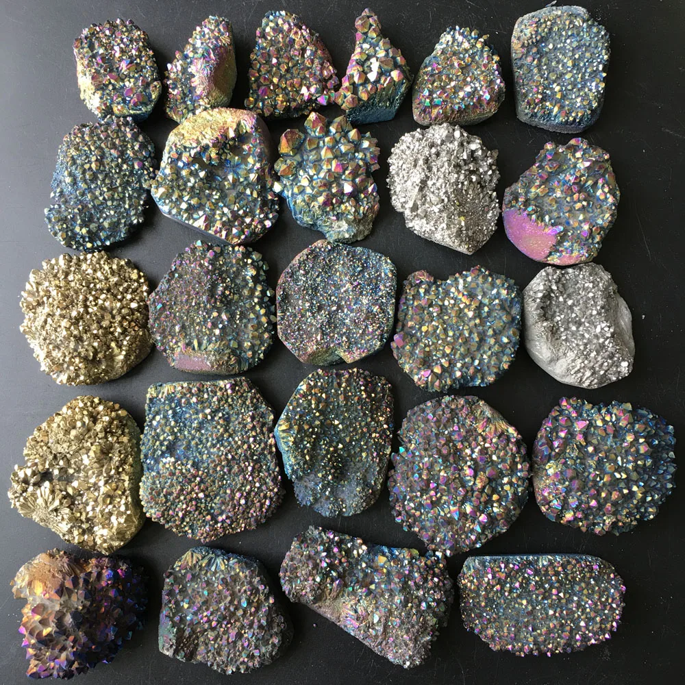 

956g 25pcs More Colour Aura Quartz Crystal Titanium Bismuth Silicon Cluster Rainbow