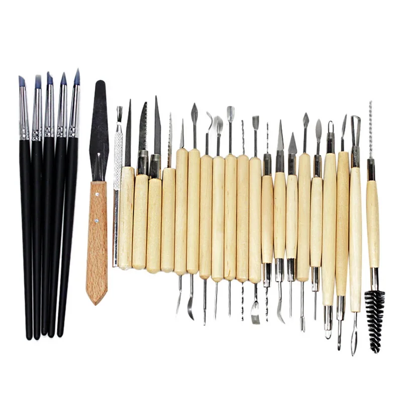 

Urijk 27pcs Silicone Rubber Shapers Pottery Clay Sculpture Carving Modeling Pottery Hobby Tools Hand Tool Set