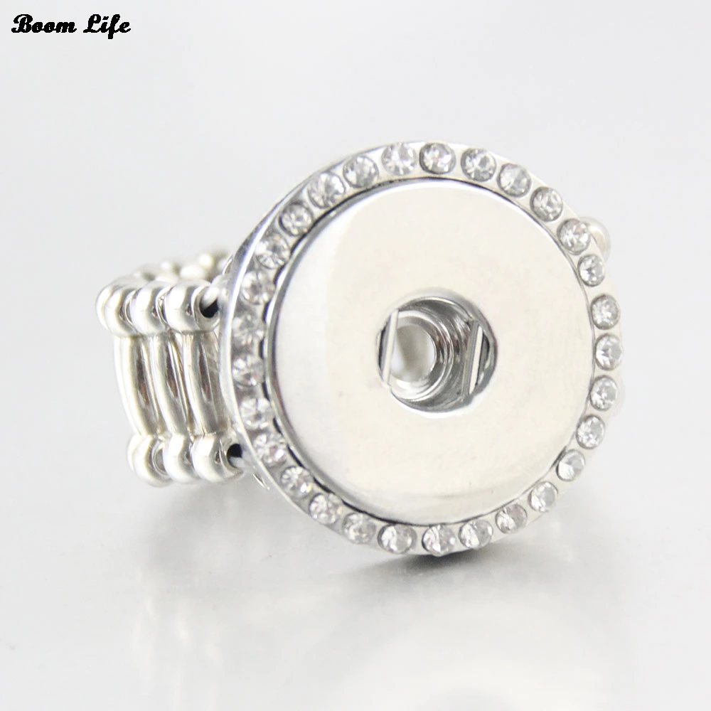 Buy Vintage Crystal DIY elastic adjustable snaps ring fit 18mm metal snap