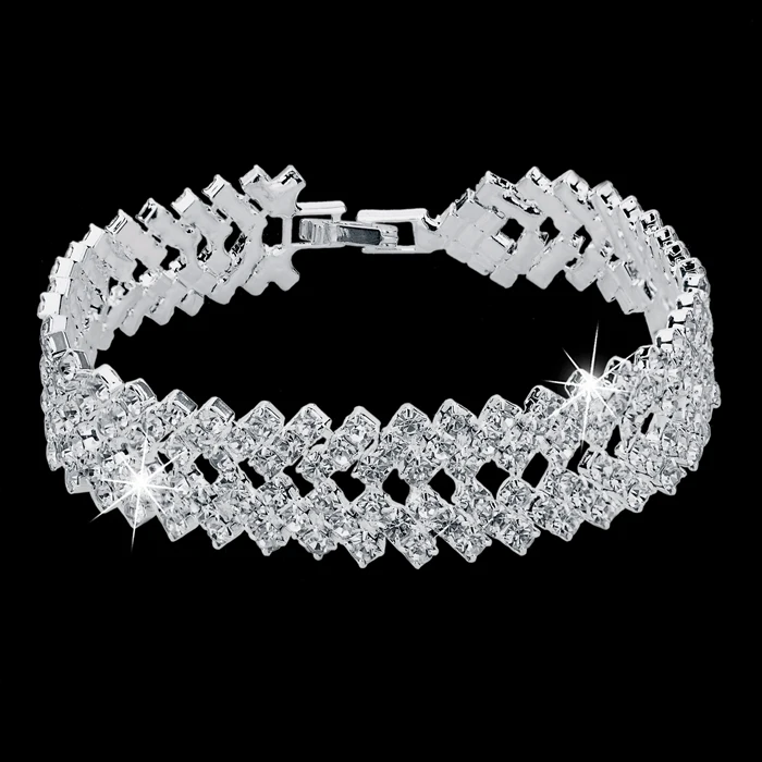 Роскошные браслеты с кристаллами для женщин, серебряные браслеты и браслеты для женщин, свадебные ювелирные изделия,, винтажный браслет SBR150218 - Окраска металла: SR