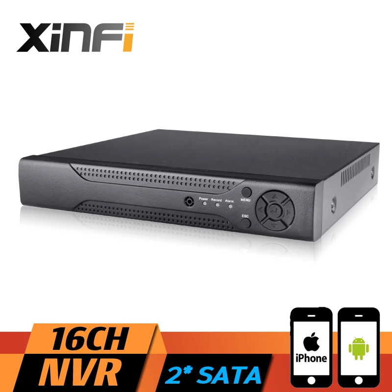 XINFI 16CH/8CH/4CH 1080P NVR Onvif 2 SATA порта HDMI DVR 16-канальный автономный видеорегистратор для