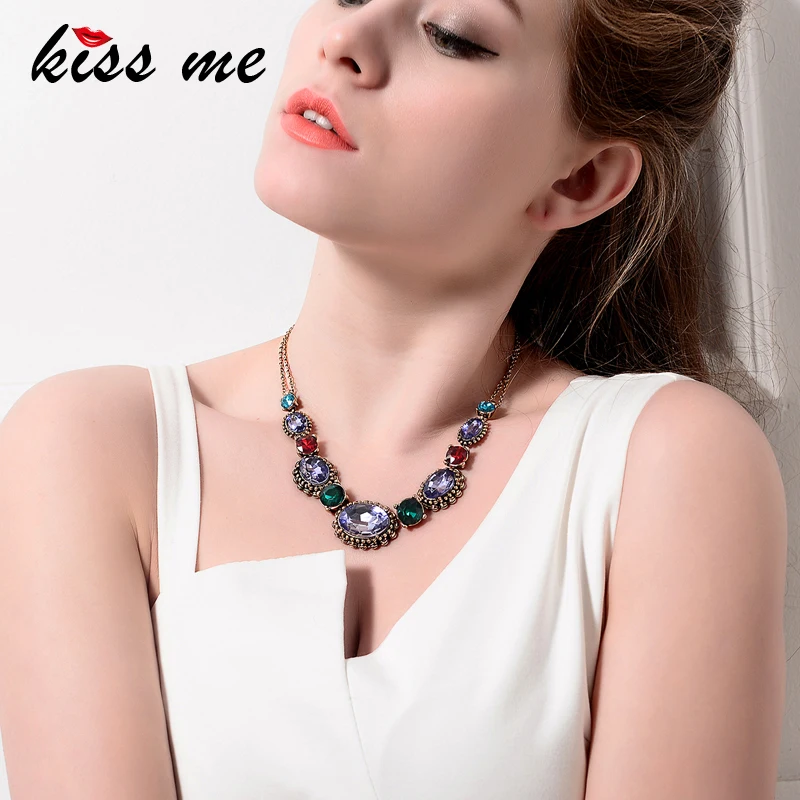 Женское колье чокер KISS ME с геометрическим кристаллом вечерние новинка 2018|accessories