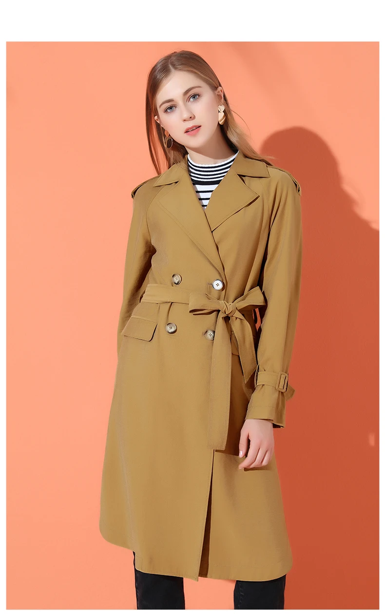 Automne Tournent Picture Manches Color Solide Réglable longue Manteau 2018 Nouvelle Mode Vers Mi Le C2130 Tranchée Coupe Femmes Longues Femelle vent Bas Taille IWHD92E